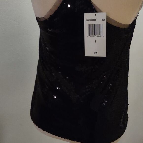 New Olsenboye Women's Size‎ S lined black sequined camisole tank spaghetti strap - Picture 6 of 6